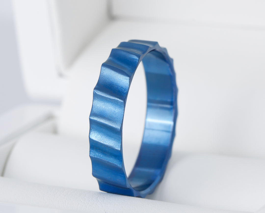 💙 Innenring (2/3 Addon) aus Edelstahl „Wüste von Zagora“ für mood Ring, elektrischblaue Ausführung