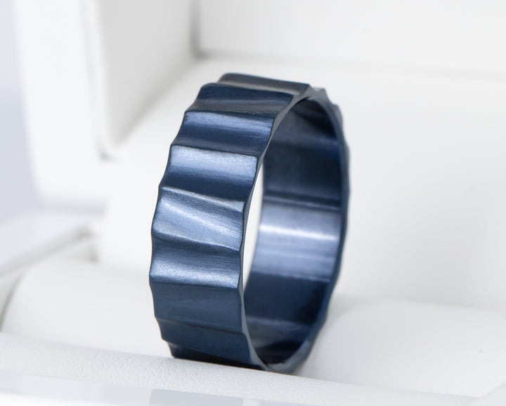 💙 Innenring (Addon) aus Edelstahl „Wüste von Zagora“ für mood Ring, mineralblaue Ausführung