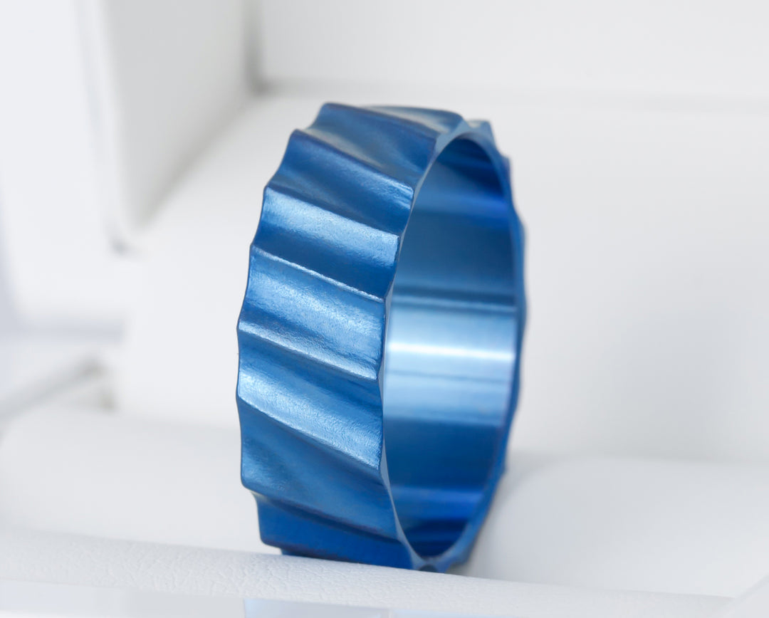 💙 Innenring (Addon) aus Edelstahl „Wüste von Zagora“ für mood Ring, elektrischblaue Ausführung