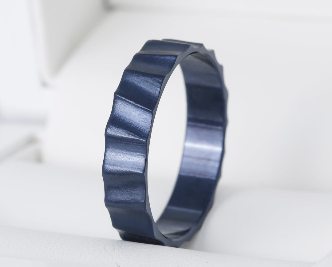 💙 Innenring (2/3 Addon) aus Edelstahl „Wüste von Zagora“ für mood Ring, mineralblaue Ausführung