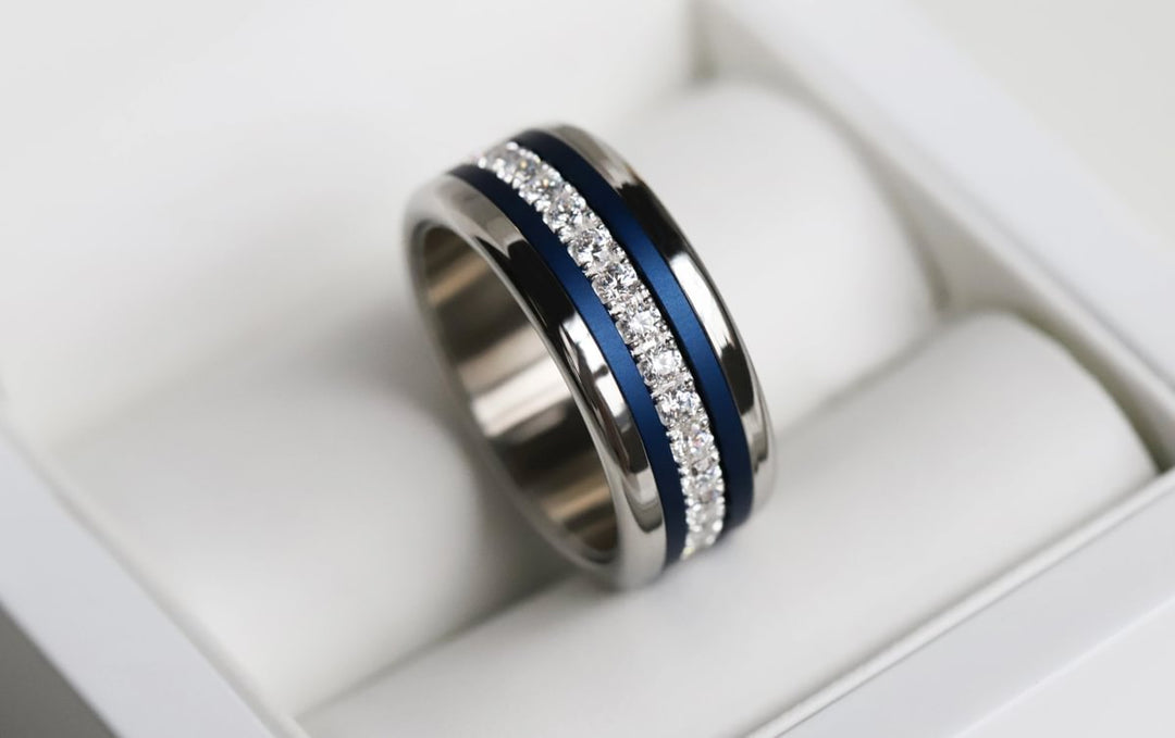 Bague mood en argent 925 et zircons "Douceur d'hiver" avec couleur interchangeable