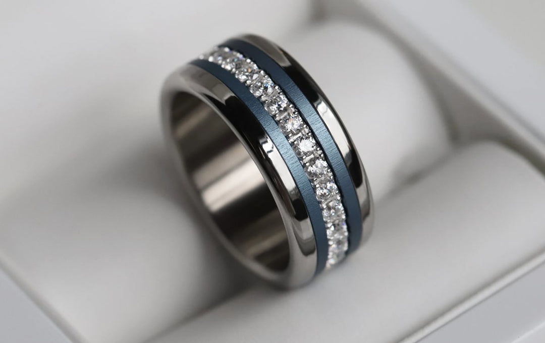 Bague mood en argent 925 et zircons "Douceur d'hiver" avec couleur interchangeable