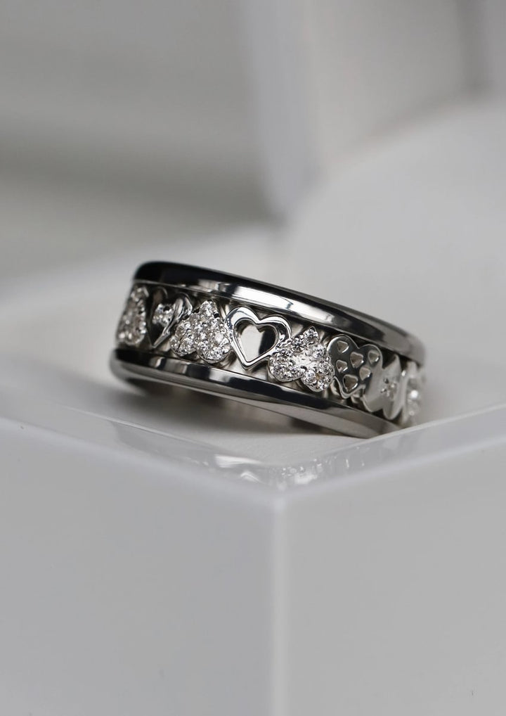 Bague mood en argent 925 et zircons "Premier amour"