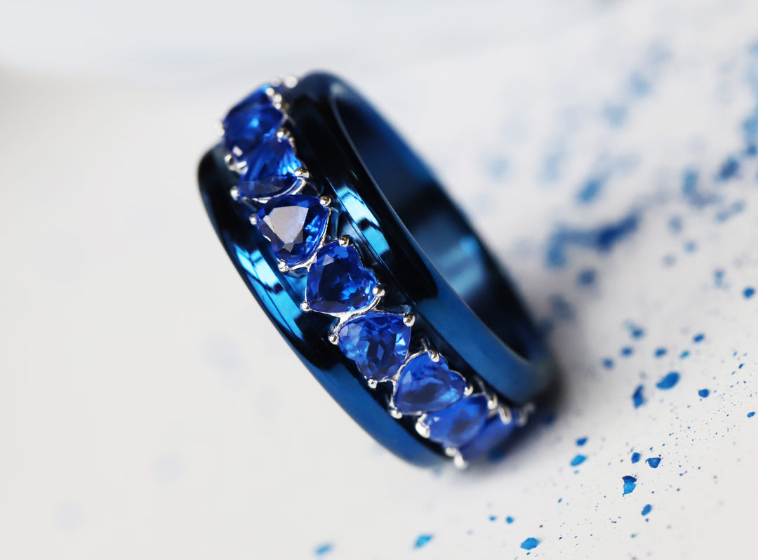 ⛴️💙 Anneau (addon deux tiers) "Aurheart Titanic" en argent 925 serti de zircons bleus royal