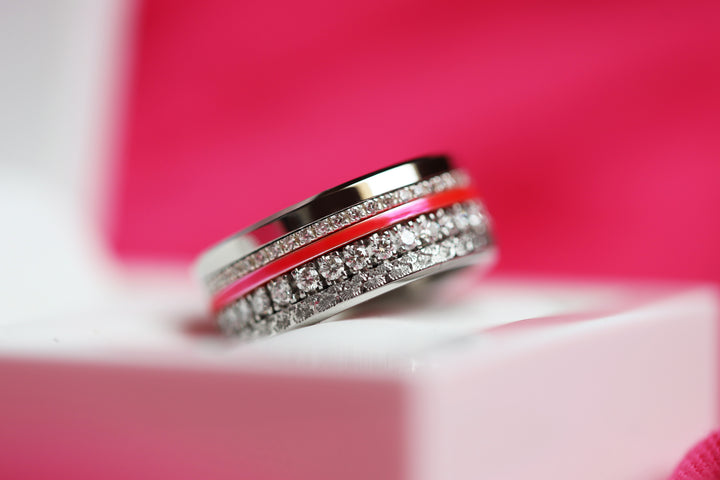 💕 Set von 2 Innenringe (Mini Addon) aus 925er Silber "Punche" Flashy Rosa Ausführung für den auswechselbaren mood Ring
