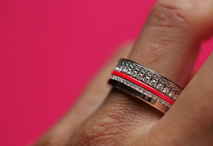 💕 Set von 2 Innenringe (Mini Addon) aus 925er Silber "Punche" Flashy Rosa Ausführung für den auswechselbaren mood Ring