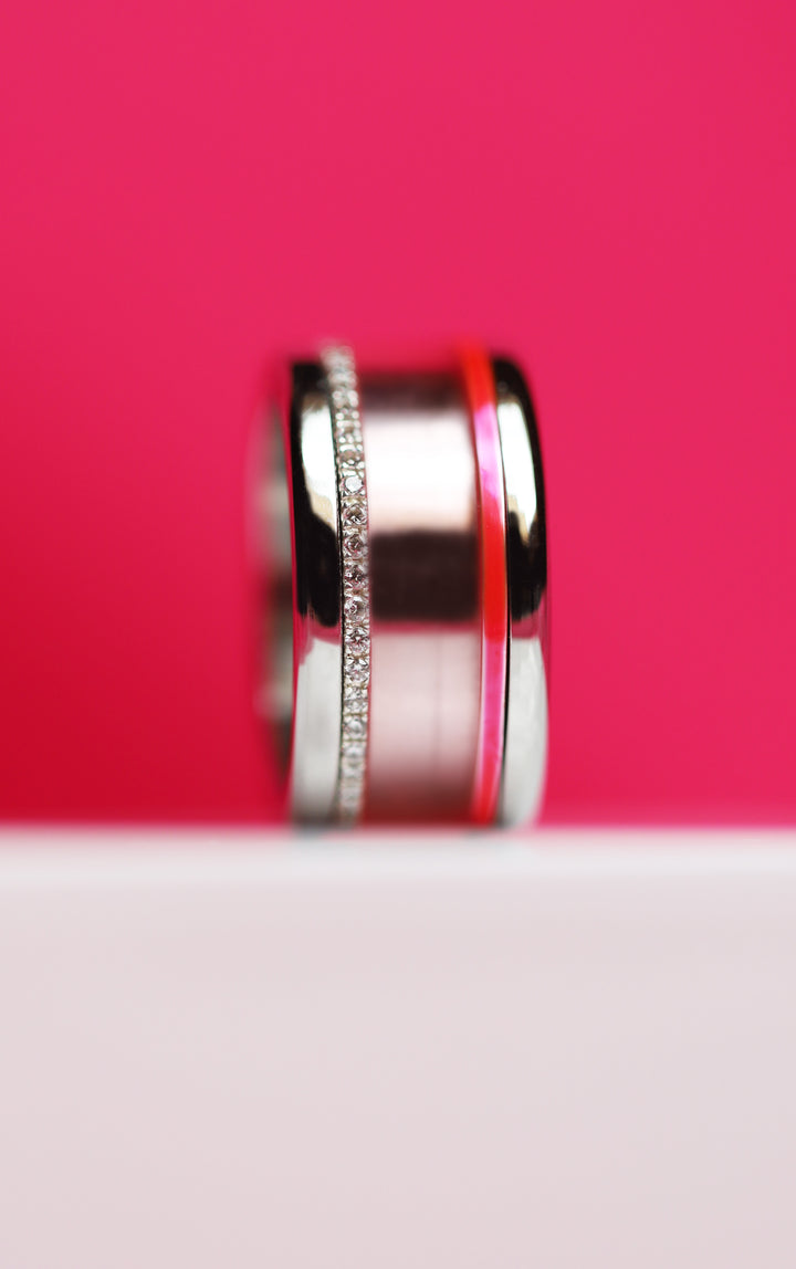 💕 Set von 2 Innenringe (Mini Addon) aus 925er Silber "Punche" Flashy Rosa Ausführung für den auswechselbaren mood Ring