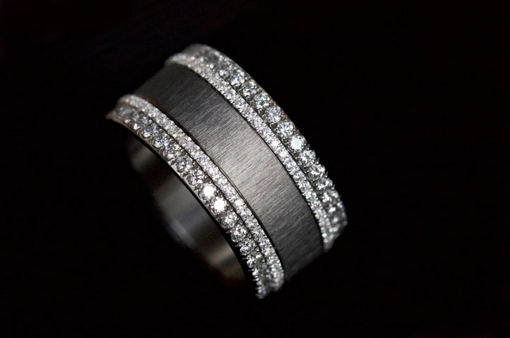 Innenring (2/3 Addon) aus anthrazitfarbenem geknittertem Edelstahl für den auswechselbaren moor Ringe