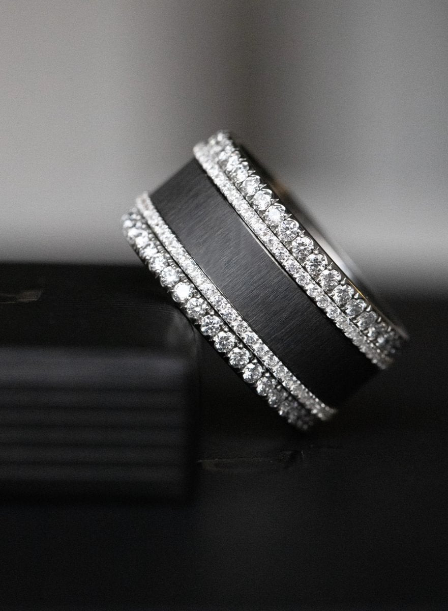 Innenring (2/3 Addon) aus anthrazitfarbenem geknittertem Edelstahl für den auswechselbaren moor Ringe