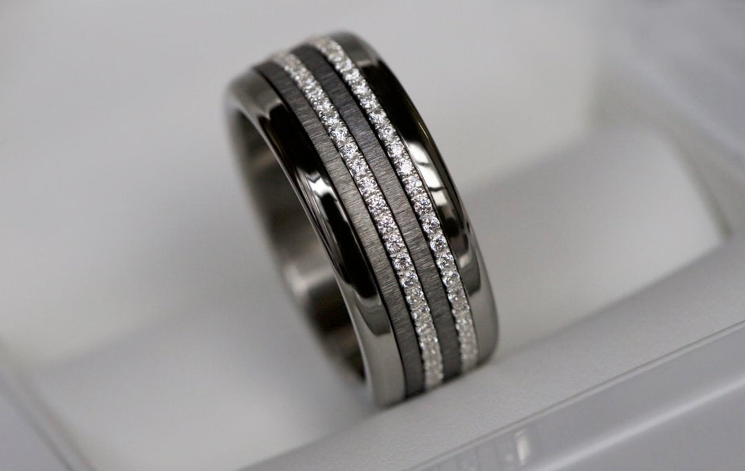 Innenringe (2 Mini Addons) aus anthrazitfarbenem geknittertem Edelstahl für den auswechselbaren moor Ringe