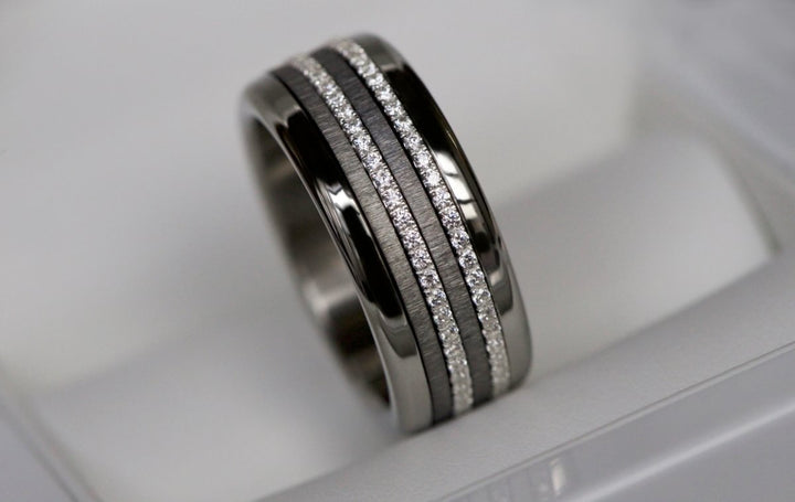 Innenringe (2 Mini Addons) aus anthrazitfarbenem geknittertem Edelstahl für den auswechselbaren moor Ringe