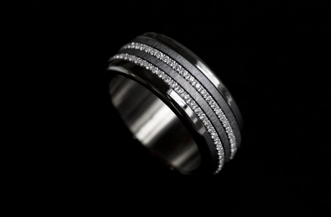 Innenringe (2 Mini Addons) aus anthrazitfarbenem geknittertem Edelstahl für den auswechselbaren moor Ringe