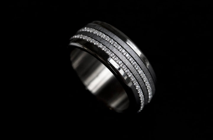 Innenringe (2 Mini Addons) aus anthrazitfarbenem geknittertem Edelstahl für den auswechselbaren moor Ringe