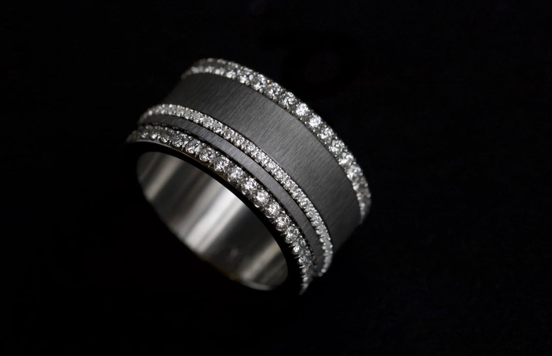 Innenringe (2 Mini Addons) aus anthrazitfarbenem geknittertem Edelstahl für den auswechselbaren moor Ringe