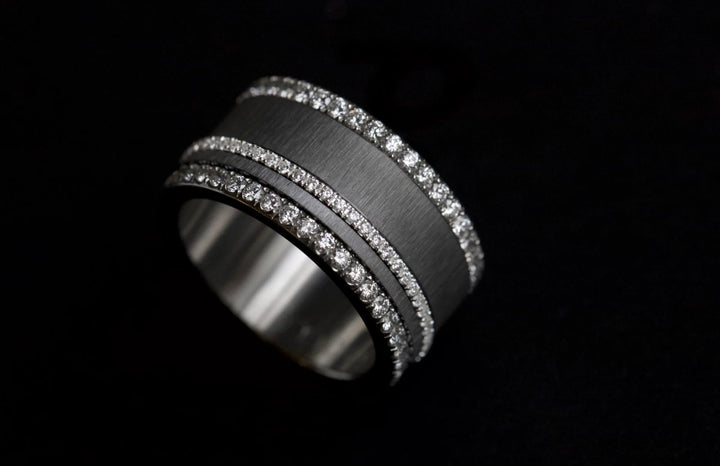 Innenringe (2 Mini Addons) aus anthrazitfarbenem geknittertem Edelstahl für den auswechselbaren moor Ringe