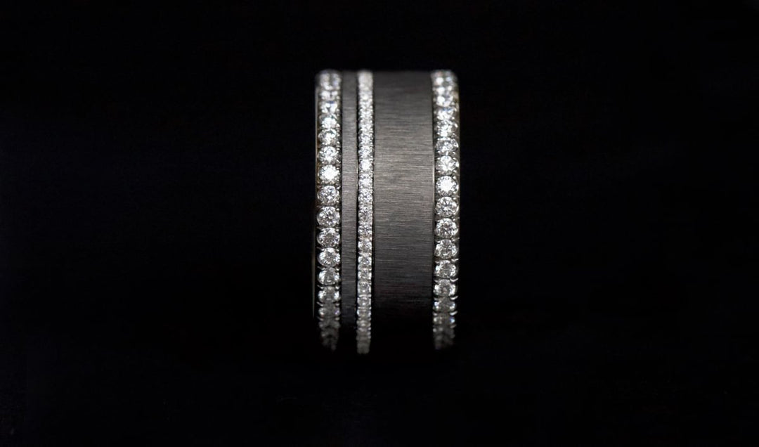 Innenringe (2 Mini Addons) aus anthrazitfarbenem geknittertem Edelstahl für den auswechselbaren moor Ringe