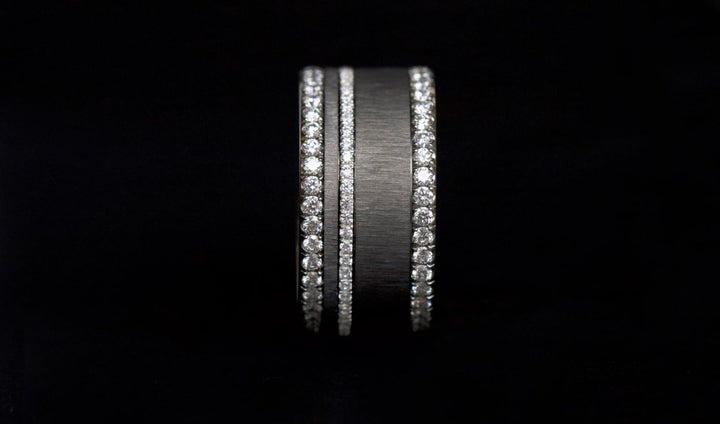 Innenringe (2 Mini Addons) aus anthrazitfarbenem geknittertem Edelstahl für den auswechselbaren moor Ringe