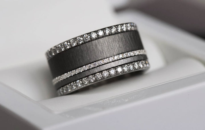 Innenringe (2 Mini Addons) aus anthrazitfarbenem geknittertem Edelstahl für den auswechselbaren moor Ringe