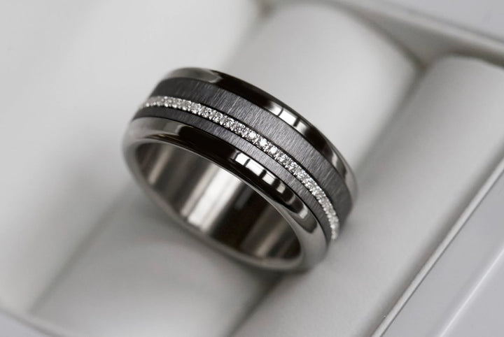 Innenringe (2 Mini Addons) aus anthrazitfarbenem geknittertem Edelstahl für den auswechselbaren moor Ringe