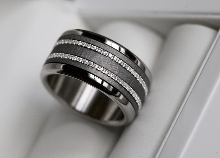 Innenringe (2 Mini Addons) aus anthrazitfarbenem geknittertem Edelstahl für den auswechselbaren moor Ringe