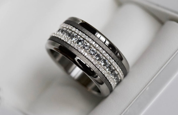 Innenringe (2 Mini Addons) aus anthrazitfarbenem geknittertem Edelstahl für den auswechselbaren moor Ringe