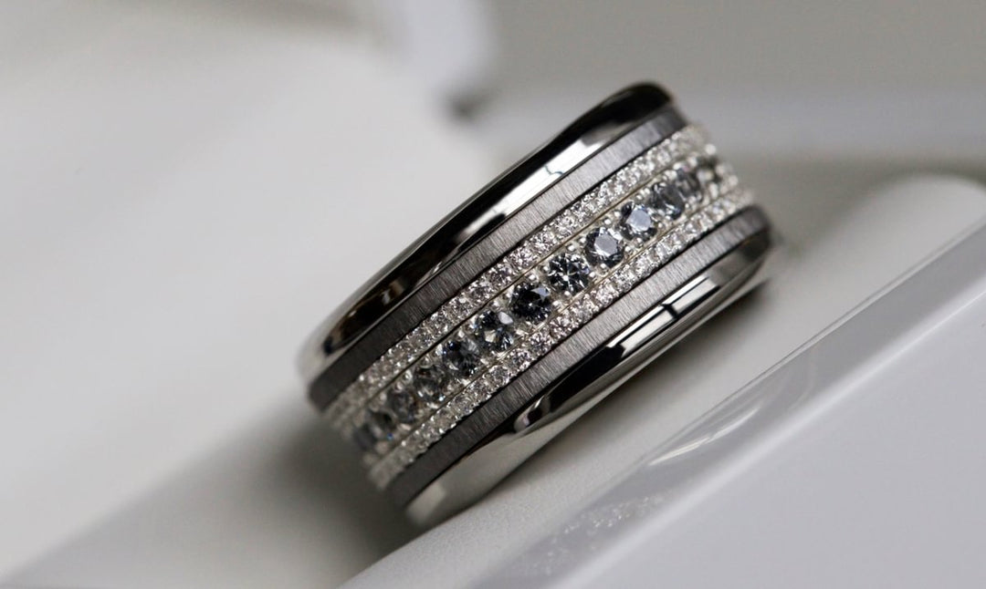 Innenringe (2 Mini Addons) aus anthrazitfarbenem geknittertem Edelstahl für den auswechselbaren moor Ringe