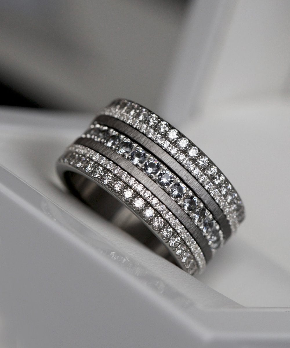 Innenringe (2 Mini Addons) aus anthrazitfarbenem geknittertem Edelstahl für den auswechselbaren moor Ringe