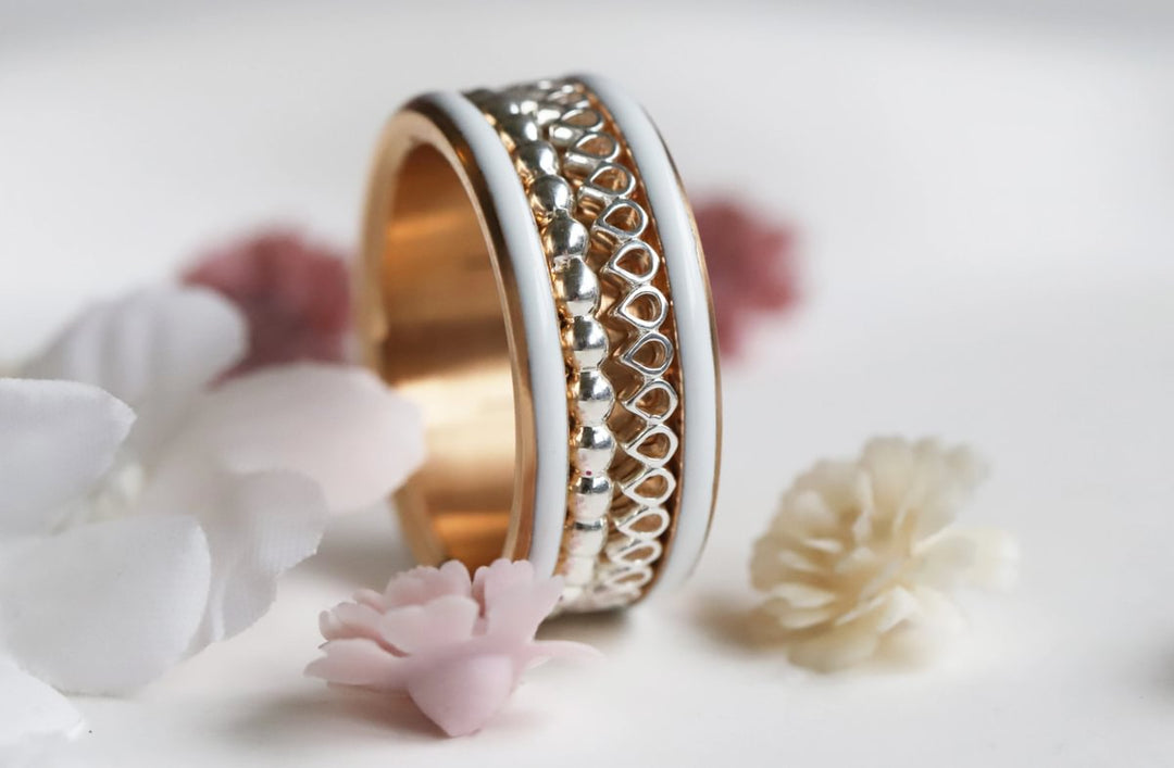 Anneau (medium) en argent 925 "Hanabira"  bague mood interchangeable (collection éphémère 30 créations seulement)