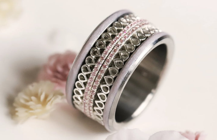 Anneau (medium) en argent 925 "Hanabira"  bague mood interchangeable (collection éphémère 30 créations seulement)