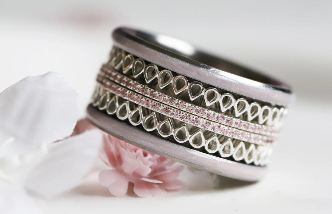 Anneau (medium) en argent 925 "Hanabira"  bague mood interchangeable (collection éphémère 30 créations seulement)