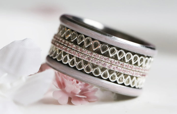 Anneau (medium) en argent 925 "Hanabira"  bague mood interchangeable (collection éphémère 30 créations seulement)