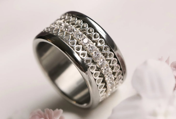 Anneau (medium) en argent 925 "Hanabira"  bague mood interchangeable (collection éphémère 30 créations seulement)
