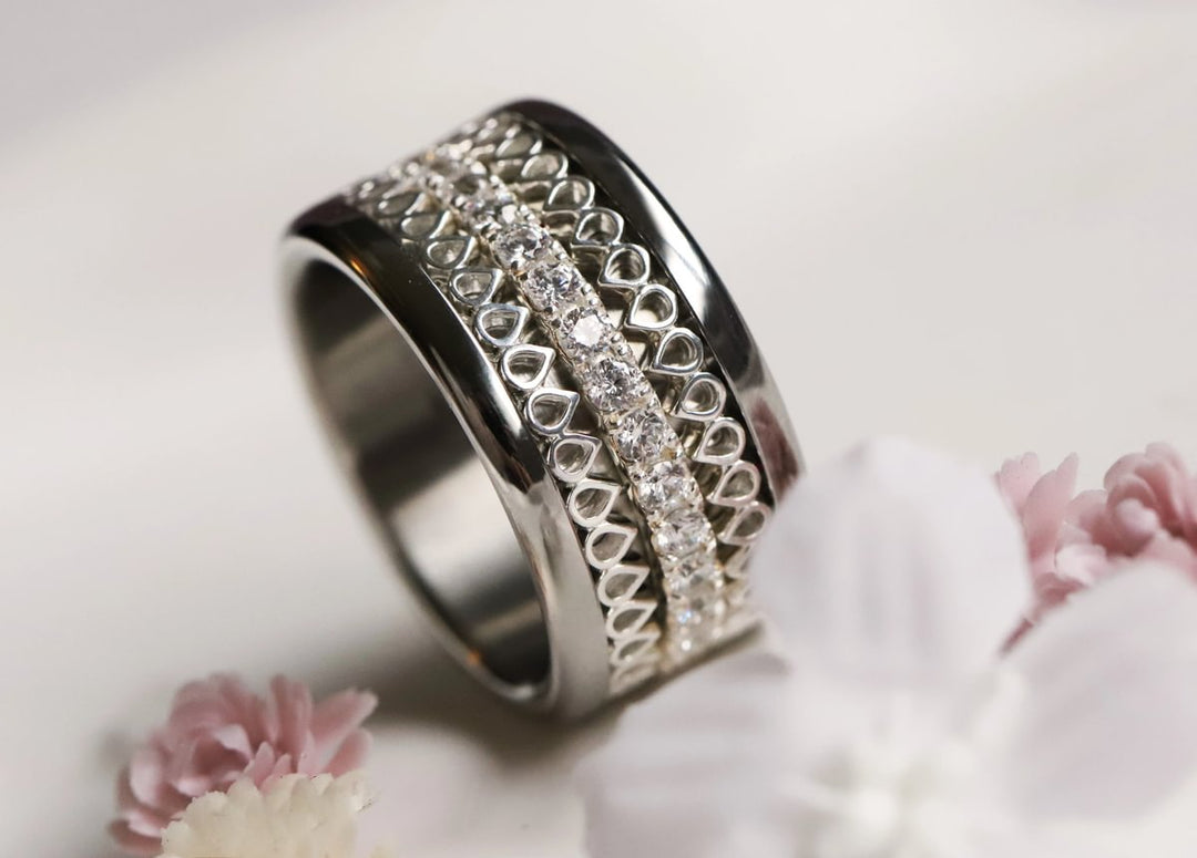 Anneau (medium) en argent 925 "Hanabira"  bague mood interchangeable (collection éphémère 30 créations seulement)