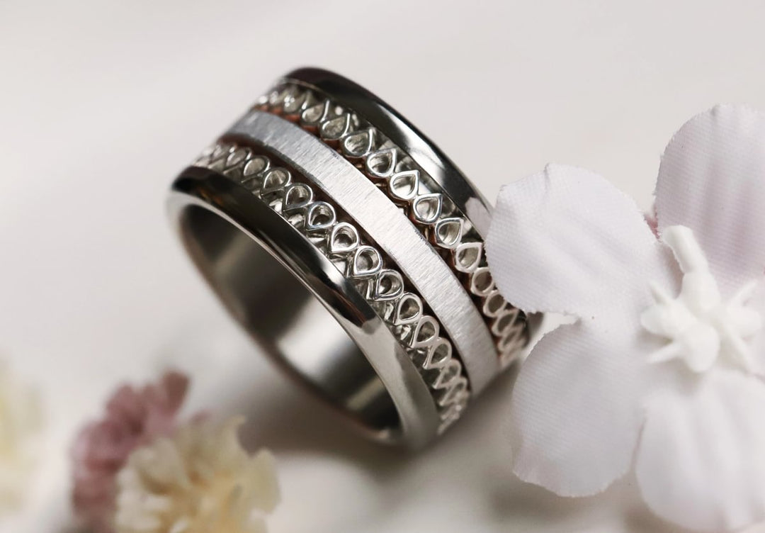 Anneau (medium) en argent 925 "Hanabira"  bague mood interchangeable (collection éphémère 30 créations seulement)