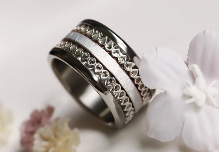 Anneau (medium) en argent 925 "Hanabira"  bague mood interchangeable (collection éphémère 30 créations seulement)