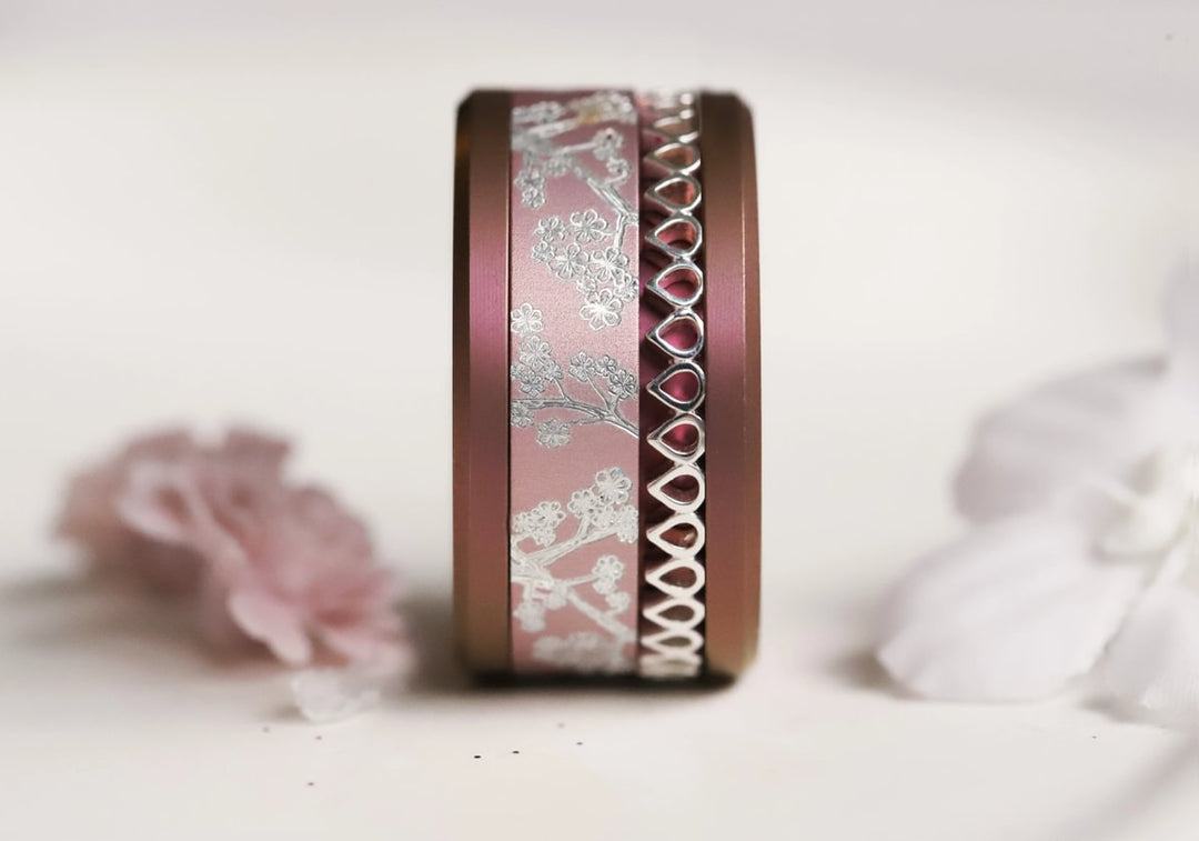 Anneau (medium) en argent 925 "Hanabira"  bague mood interchangeable (collection éphémère 30 créations seulement)