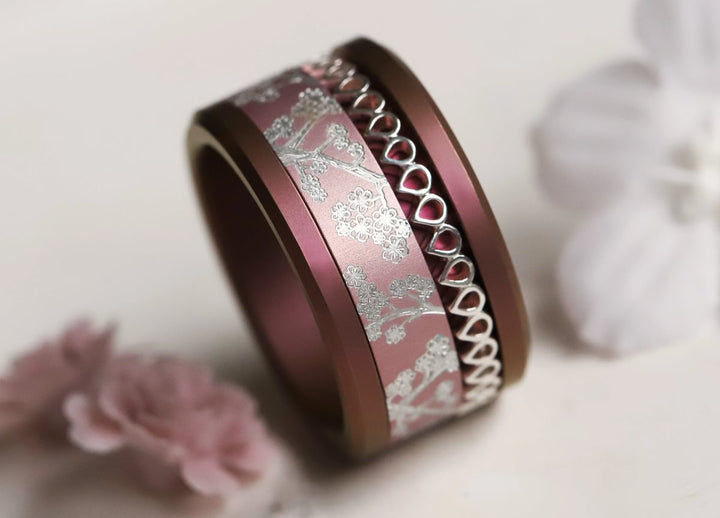 Anneau (medium) en argent 925 "Hanabira"  bague mood interchangeable (collection éphémère 30 créations seulement)