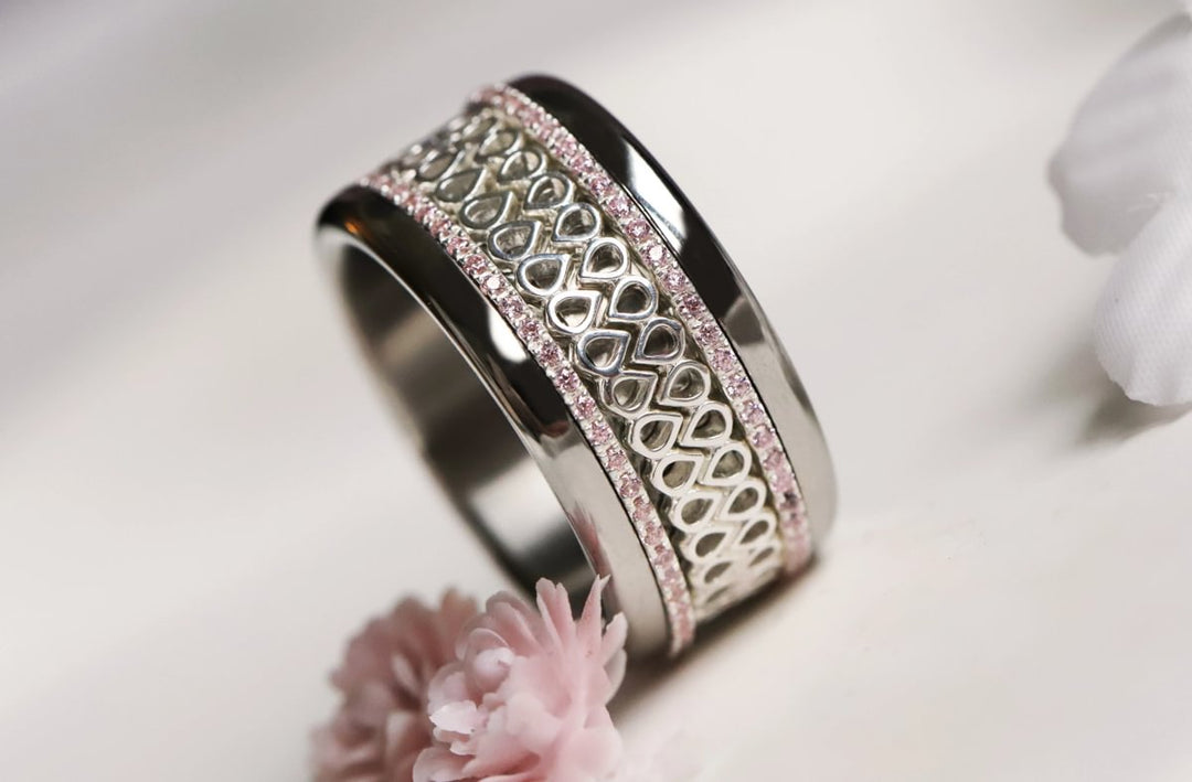 Anneau (medium) en argent 925 "Hanabira"  bague mood interchangeable (collection éphémère 30 créations seulement)