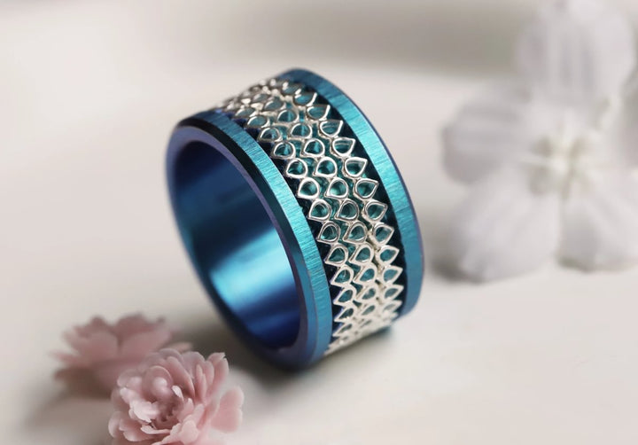 Anneau (medium) en argent 925 "Hanabira"  bague mood interchangeable (collection éphémère 30 créations seulement)