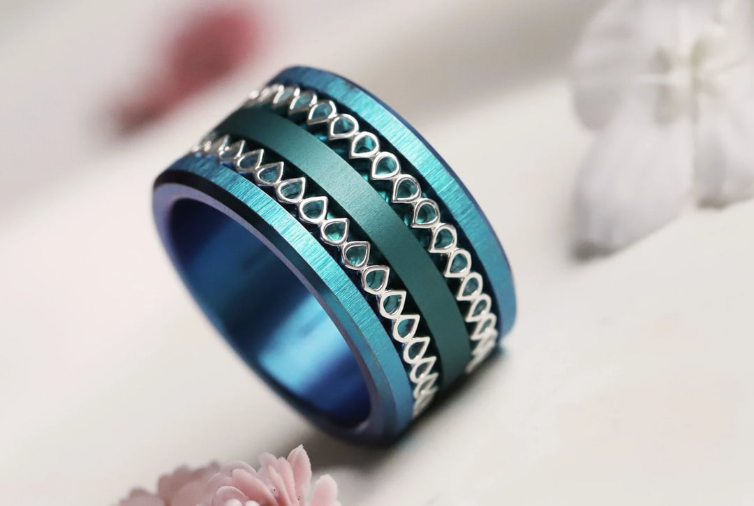 Anneau (medium) en argent 925 "Hanabira"  bague mood interchangeable (collection éphémère 30 créations seulement)