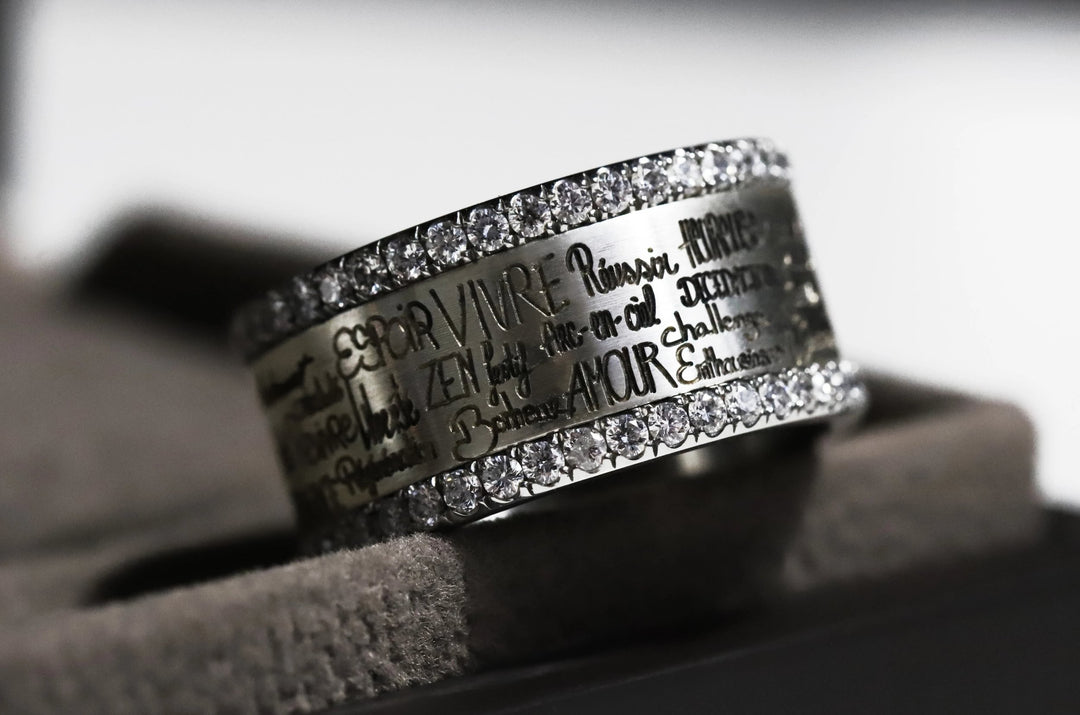 ✨ Innenring (Addon) aus oxidiertem Silber "Ihr" mit Diamanten besetzt für den auswechselbaren mood Ringe