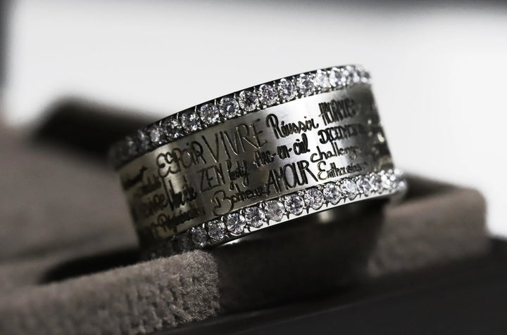 ✨ Innenring (Addon) aus oxidiertem Silber "Ihr" mit Diamanten besetzt für den auswechselbaren mood Ringe