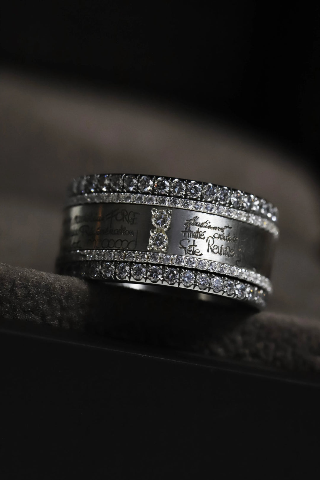 ✨ Innenring (2/3 Addon) aus oxidiertem Silber "Ihr" mit Diamanten besetzt für den auswechselbaren mood Ringe