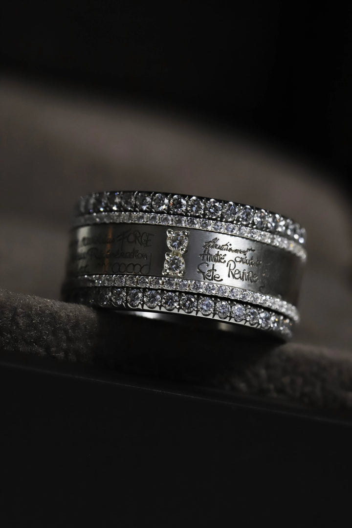 ✨ Innenring (2/3 Addon) aus oxidiertem Silber "Ihr" mit Diamanten besetzt für den auswechselbaren mood Ringe