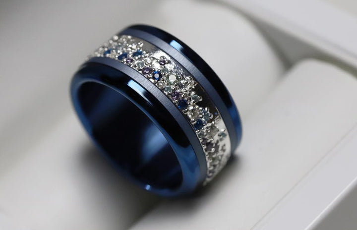 Anneau (deux tiers) "Willow glacé" en argent poli serti de zircons pour bague mood interchangeable