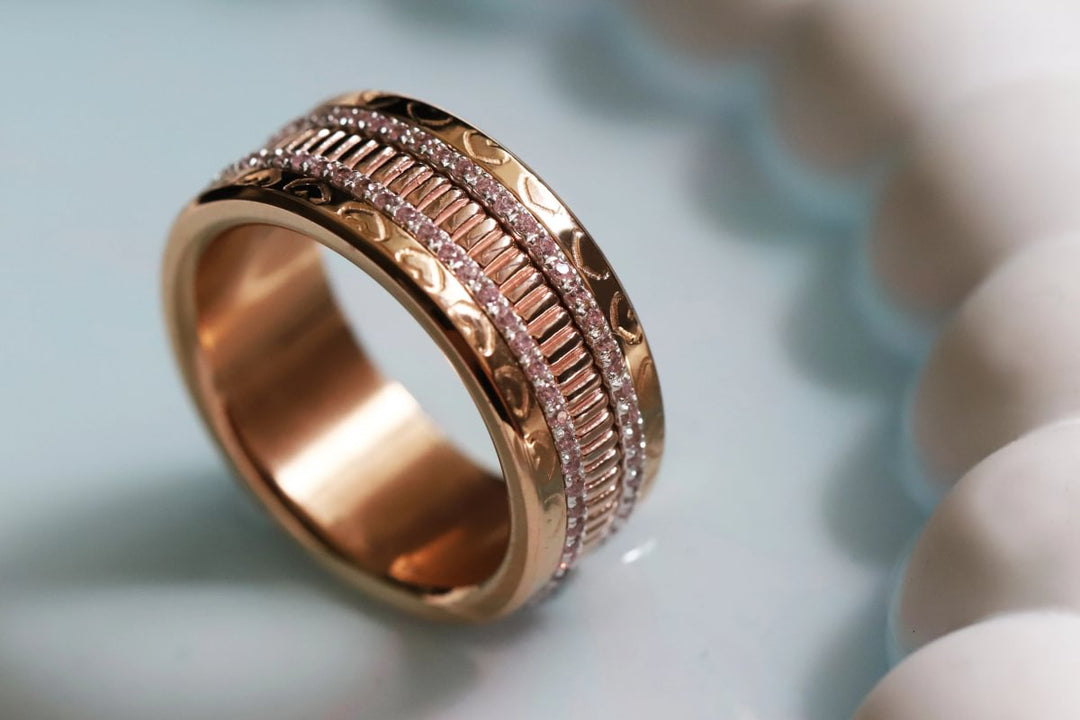 Anneau (medium) "Kaori Rose " en argent poli pour bague mood interchangeable