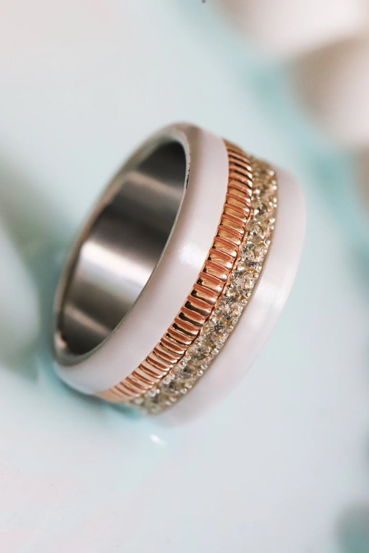 Anneau (medium) "Kaori Rose " en argent poli pour bague mood interchangeable