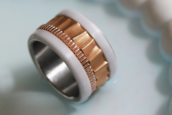 Anneau (medium) "Kaori Rose " en argent poli pour bague mood interchangeable