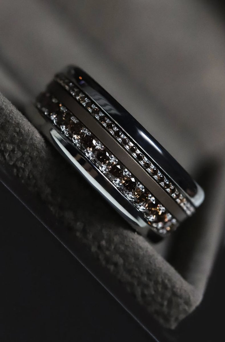 💍 Anneau (mini) "Aura Ambre" Aura en argent 925 serti de zircons bruns