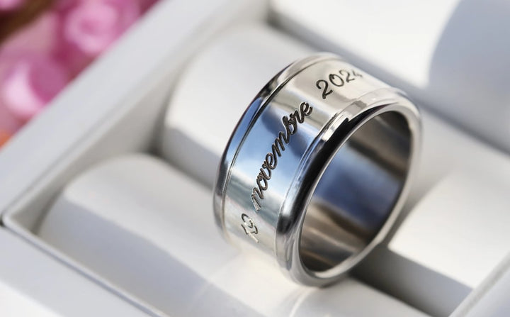 Anneau (addon) "Empreinte à Deux" en argent oxydé - poli pour bague mood interchangeable